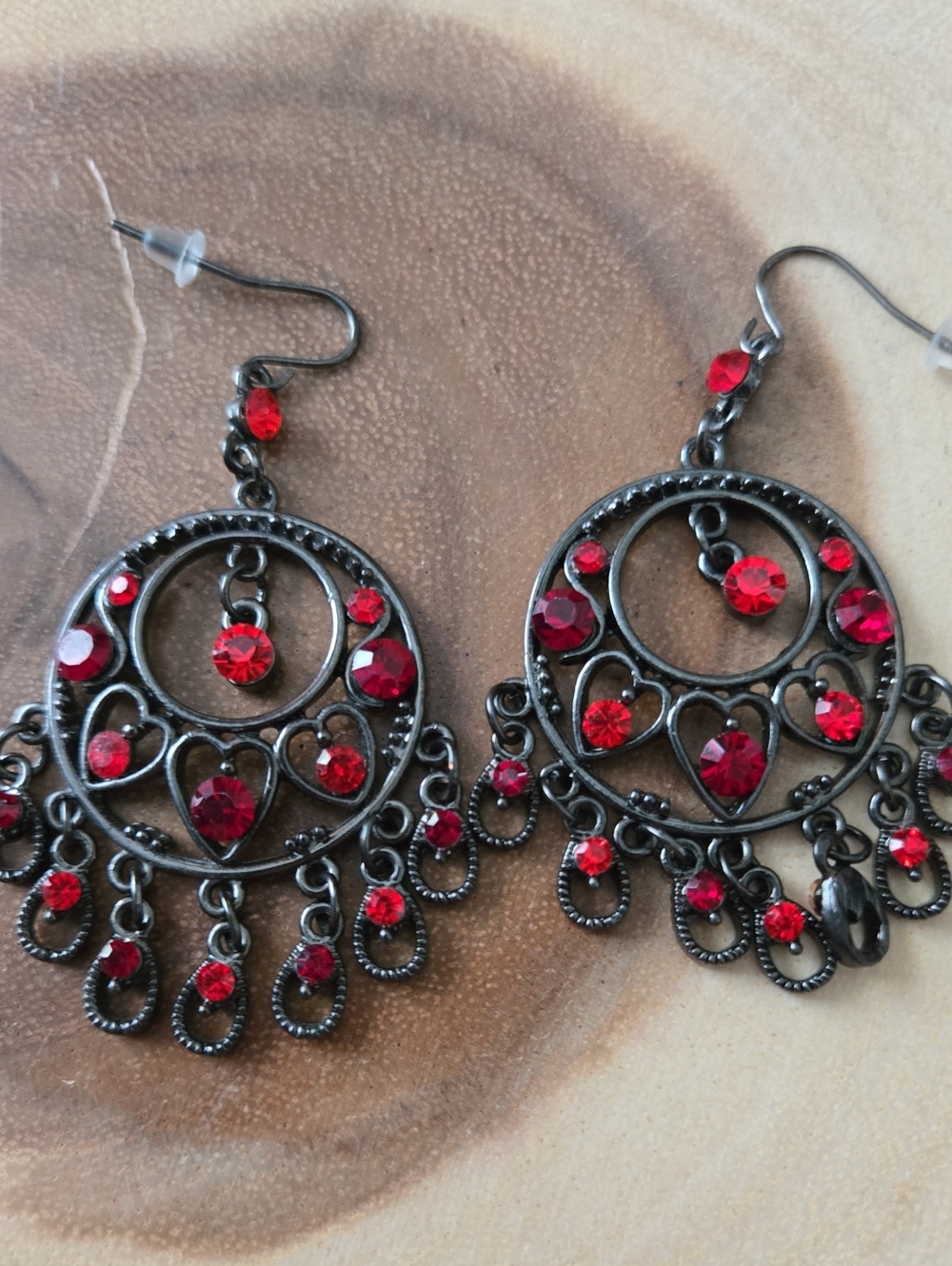 Red Crystal Chandelier Earrings - Women Jewelry